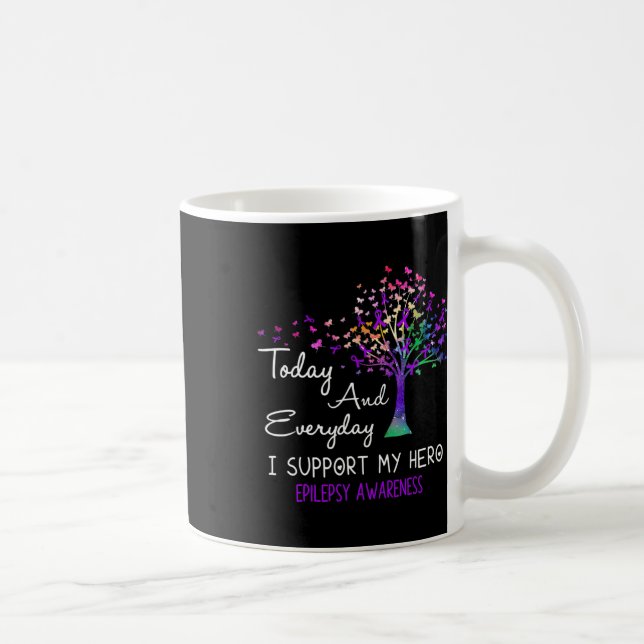 Tree Ribbon I Support My Hero Epilepsy Awareness  Coffee Mug (Right)