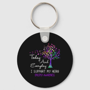 Tree Ribbon I Support My Hero Epilepsy Awareness  Keychain