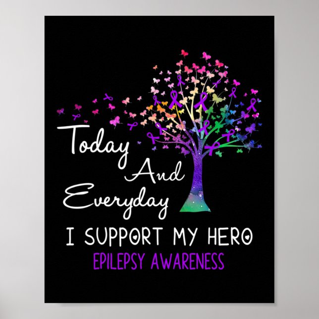 Tree Ribbon I Support My Hero Epilepsy Awareness  Poster (Front)