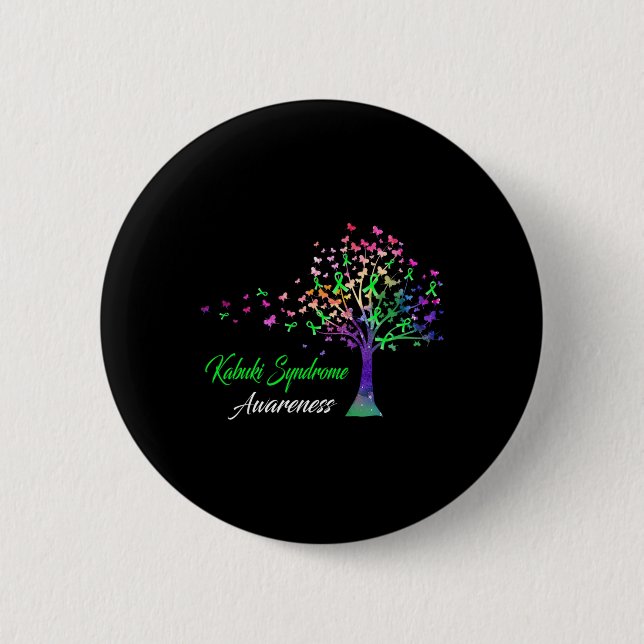 Tree Ribbon Kabuki Syndrome Awareness  2 Inch Round Button (Front)