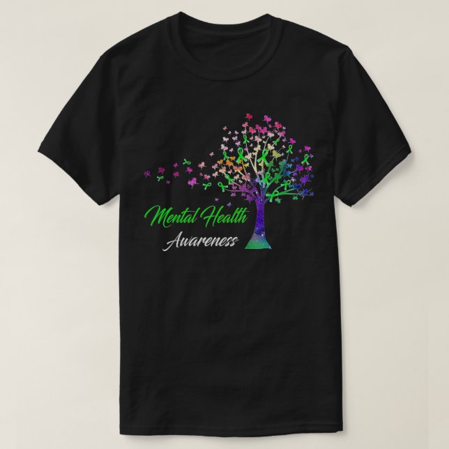 Tree Ribbon Mental Health Awareness  T-Shirt (Design Front)