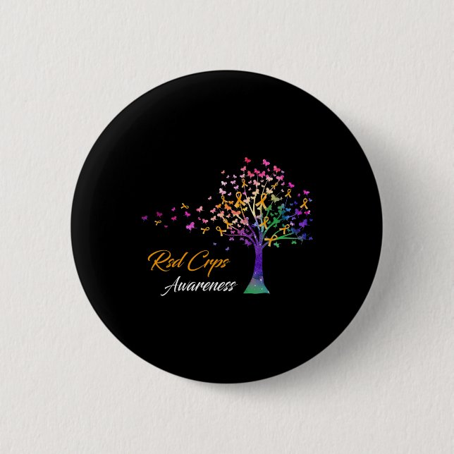 Tree Ribbon RSD CRPS Awareness  2 Inch Round Button (Front)