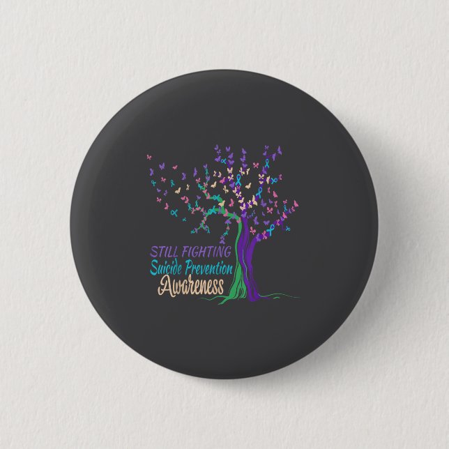 Tree Ribbon Still Fighting Suicide Prevention Awar 2 Inch Round Button (Front)