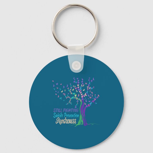 Tree Ribbon Still Fighting Suicide Prevention Awar Keychain (Front)