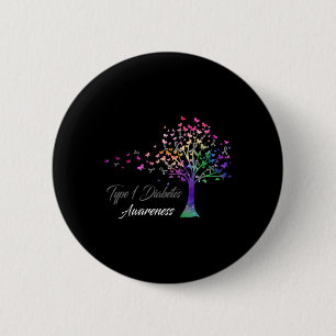 Tree Ribbon Type 1 Diabetes Awareness 2 Inch Round Button