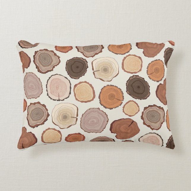 Tree Rings Forest Doodle Pattern Accent Pillow (Front)