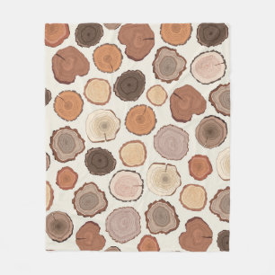 Tree Rings Forest Doodle Pattern Fleece Blanket