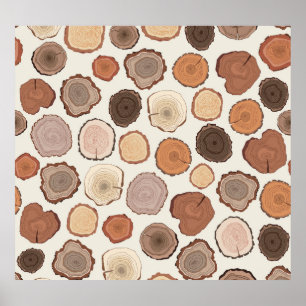 Tree Rings Forest Doodle Pattern Poster