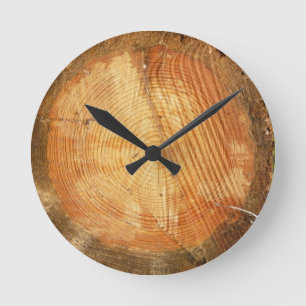 TREE RINGS natural wood log Round Clock