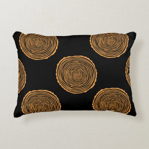 Tree Rings Seamless Pattern. Saw cut tree trunk ba Accent Pillow
