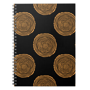 Tree Rings Seamless Pattern. Saw cut tree trunk ba Notebook
