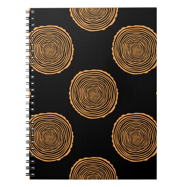 Tree Rings Seamless Pattern. Saw cut tree trunk ba Notebook (Front)