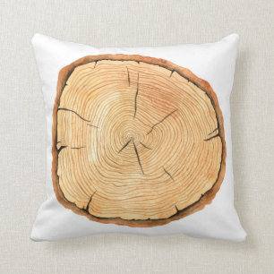 Tree rings. Watercolor illustration. hand drawn ab Throw Pillow