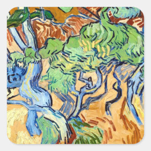 Tree Roots (1890) botanical art Van Gogh scrapbook Square Sticker
