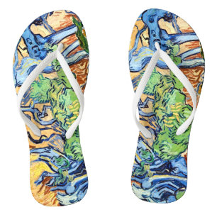 Tree Roots (1890) Van Gogh botanical art unisex Flip Flops