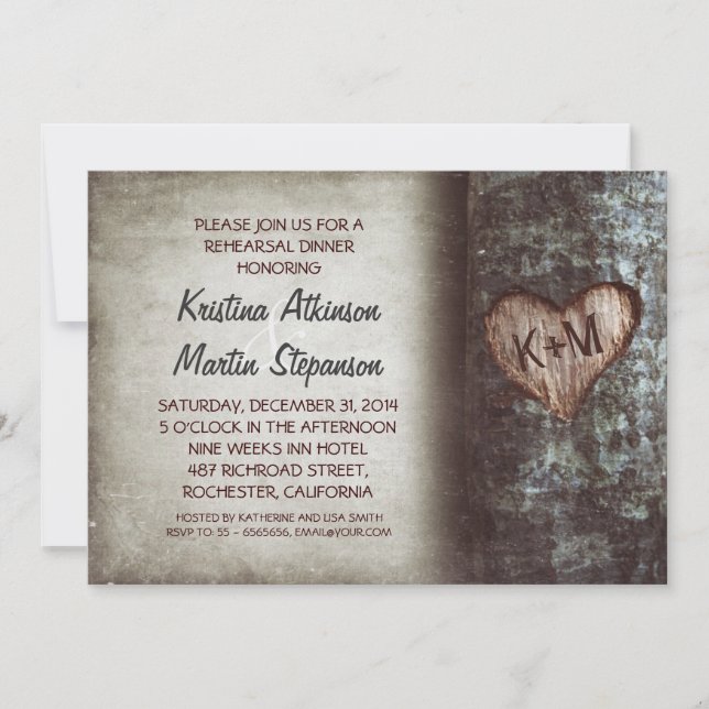 Tree rustic rehearsal dinner invitations (Front)