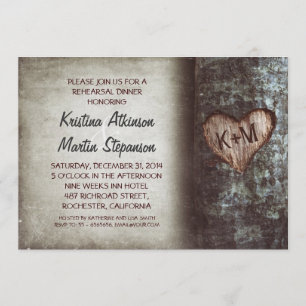 Tree rustic rehearsal dinner invitations