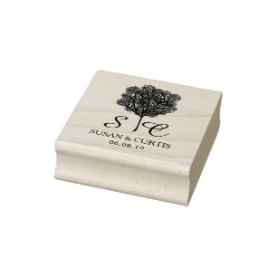 Tree Rustic Rubber Stamp Wedding Monogram