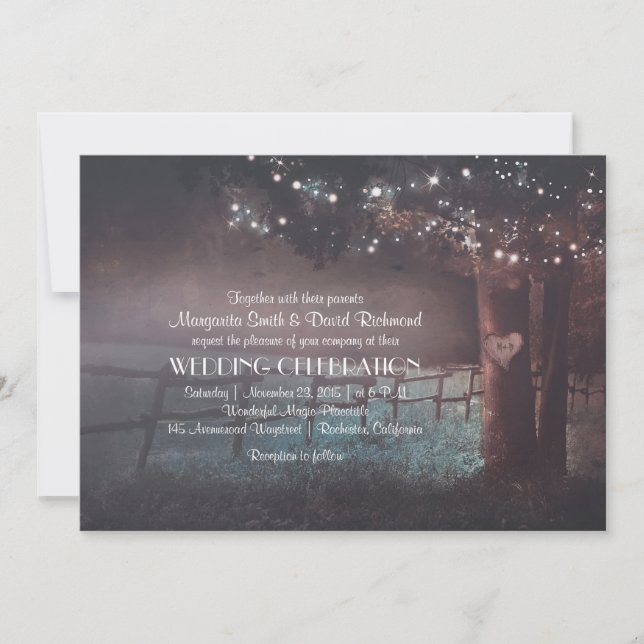 Tree Rustic Summer Outdoor Wedding invitation (Front)