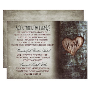 tree rustic wedding accommodations cards