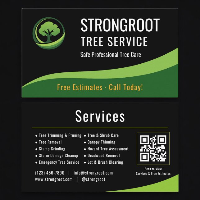 Tree Service Arborist QR Code Professional Business Card (Creator Uploaded)