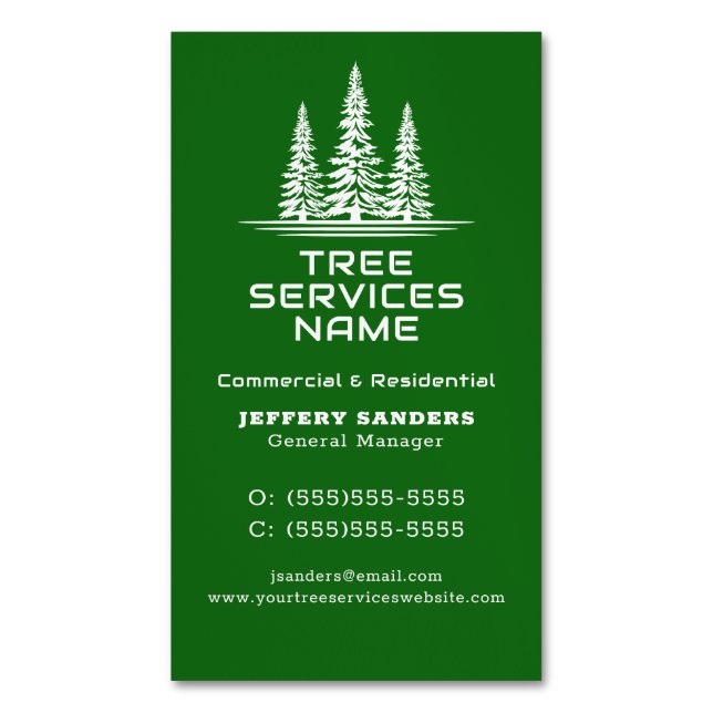 Tree Service Business Card Magnet (Front Vertical)