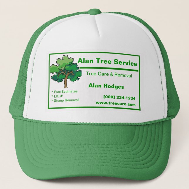 Tree Service Business Card Trucker Hat (Front)