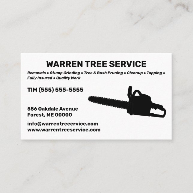 Tree Service Company  Business Card (Front)