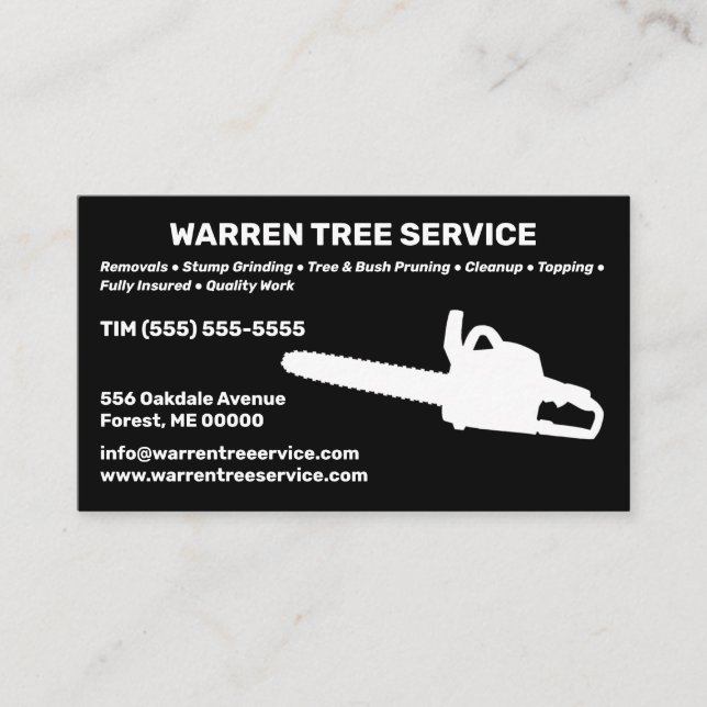 Tree Service Company  Business Card (Front)