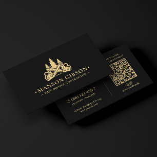 Tree Service Contractor Arborist Logo Black Modern Business Card