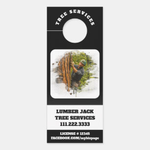 *~* Tree Services  Man QR Lumber Jack Door Door Hanger