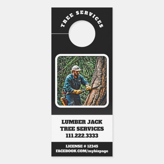 *~* Tree Services QR MAN TREE  Door Door Hanger (Front)