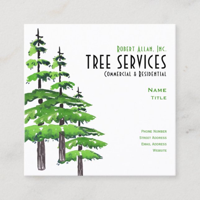 Tree Services Square Business Card (Front)