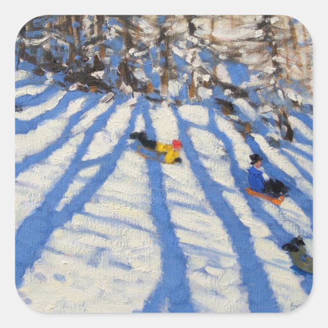 Tree shadows Morzine Square Sticker (Front)