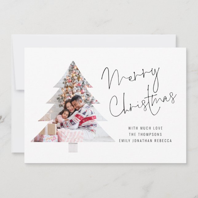 Tree Shape Photo 2026 Calendar Merry Christmas  Holiday Card (Front)
