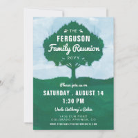 Tree Silhouette Green Blue Family Reunion