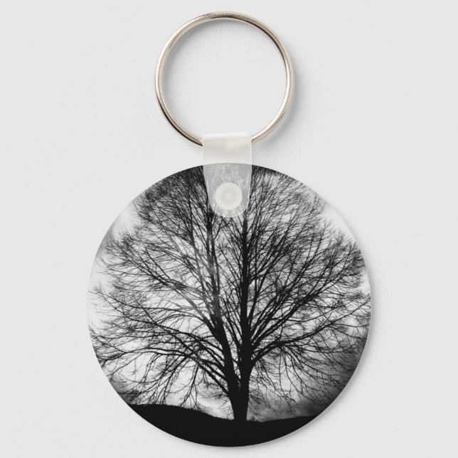 Tree Silhouette in Front of a Full Moon Keychain (Front)