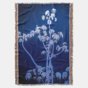 Tree Silhouette In Royal Blues Throw Blanket