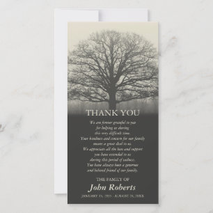 Tree Silhouette Memorial Service Thank You Card