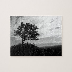 Tree Silhouette Monochrome Jigsaw Puzzle