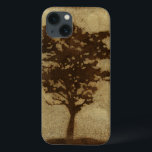 Tree Silhouette on Bronze Background iPhone 13 Case<br><div class="desc">A bronze background serves as the scene for this silhouette of a tree with branches swaying in the breeze. You almost feel as if you could rest your back against this tree,  sit on the ground and take a long nap.</div>