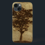 Tree Silhouette on Bronze Background iPhone 13 Case<br><div class="desc">A bronze background serves as the scene for this silhouette of a tree with branches swaying in the breeze. You almost feel as if you could rest your back against this tree, sit on the ground and take a long nap.</div>