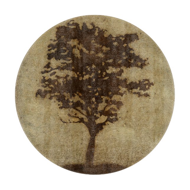 Tree Silhouette on Bronze Background Cutting Board (Front)