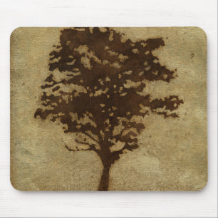 Tree Silhouette on Bronze Background Mouse Pad