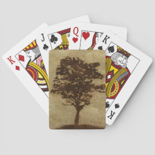 Tree Silhouette on Bronze Background Playing Cards