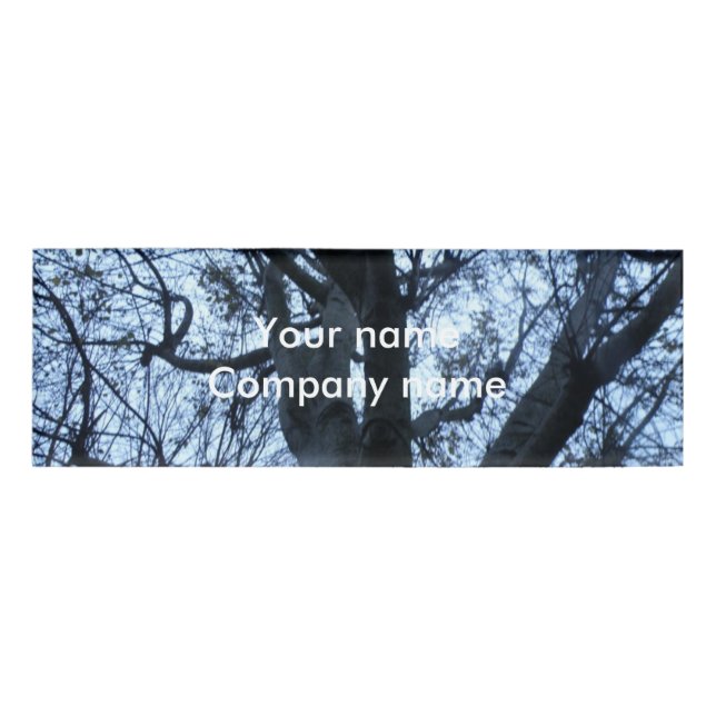 Tree Silhouette Photograph Custom Name Tag (Front)