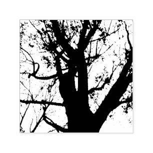 Tree Silhouette Photograph Self Inking Stamp