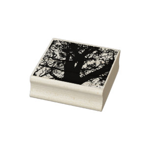 Tree Silhouette Photograph Wood Art Stamp