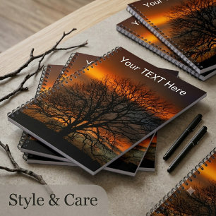 Tree Silhouette Sunset Unique Notebook