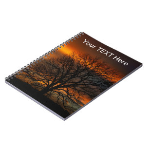 Tree Silhouette Sunset Unique Notebook
